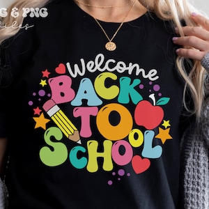 Bem-vindo de volta às aulas SVG, Retro de volta às aulas SVG, camisa de volta às aulas svg, primeiro dia de aula svg