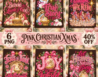 Pink Christian Christmas PNG, Preppy Nativity Scene, Jesus Is Born, Coquette Xmas