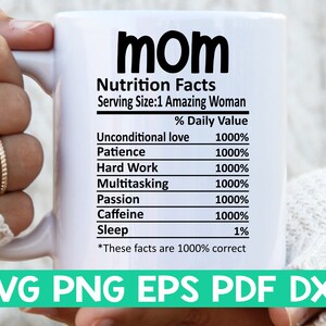 Mom Nutrition Facts svg, Mom Nutritional Facts svg, Mom shirt svg, Gift for Mama svg, Mom cut file svg, Mug svg file Svg bundles for cricut