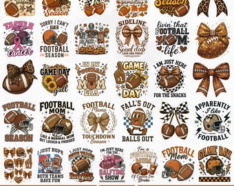 Football PNG Bundle, Game Day Football Mom Retro Fall Sports png, Funny Touchdown Season, Trendy Coquette Bow Football Shirt Sublimation