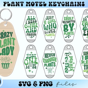 Plant Mom Motel Llavero SVG Bundle, Plant Hotel Llavero svg, Crazy Plant Lady svg, Plant Saying svg, Nunca Suficientes Plantas svg