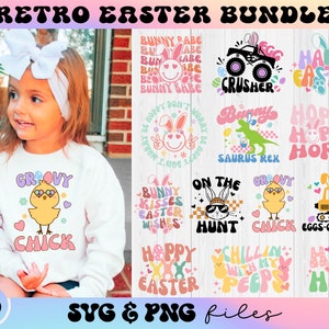 Bundle SVG de Pâques rétro, enfants Pâques svg, svg Groovy Pâques, Bunny Kisses Pâques souhaite svg, svg Joyeuses Pâques, ne vous inquiétez pas être Hoppy svg