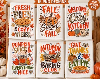 Fall Kitchen Towel PNG, Autumn Baking Pumpkin Spice Thanksgiving PNG