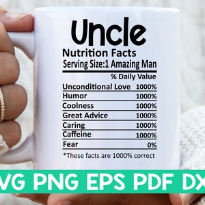 Oncle Nutrition Facts svg, Oncle Nutritional Facts svg, Oncle shirt svg, Gift for Oncle svg, Oncle cut file svg, Mug svg fileInstant download