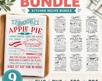 Bundle Recipe svg,Farmhouse Kitchen svg,Bundle Recipe cut file,Chocolate Chip Cookie svg,Gingerbread Cookie svg,Apple Pie svg