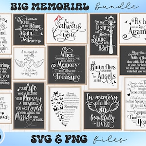 Big Memorial Bundle svg, svg citations commémoratives, svg souvenir d'amour, citation du cardinal svg, svg du souvenir, perte d'un être cher svg