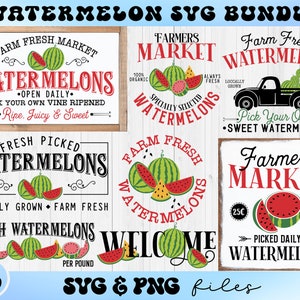 Watermelon Sign SVG Bundle, Summer Quotes SVG, Watermelon Quotes Svg, Retro Summer svg, Farmers Market Digital Svg Bundles, Cut Files Cricut