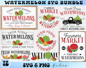 Watermelon Sign SVG Bundle, Summer Quotes SVG, Watermelon Quotes Svg, Retro Summer svg, Farmers Market Digital Svg Bundles, Cut Files Cricut