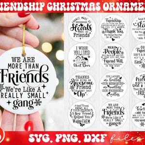 Paquete SVG de adornos navideños de amistad, adornos navideños para mejores amigos, adornos navideños divertidos