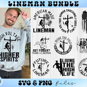 Lineman SVG-bundel, Lineman Shirt SVG, Lineman Life SVG, Lineman Dad SVG, Funny Lineman SVG, Power Lines Man SVG