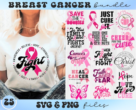 Breast Cancer Awareness SVG T-shirt Designs Bundle