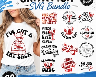 Ensemble de fichiers SVG d'écrevisses, SVG d'écrevisses bouillies, SVG de t-shirt écrevisses, SVG Belle de l'écrevisse bouillie, SVG de la saison des écrevisses