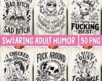 Swearing Adult Humor PNG, Sarcastic Funny Sweary Snarky Skeleton Sublimation