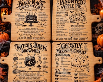 Halloween Recipe Cutting Board SVG, Spooky Kitchen Engraving PNG DXF