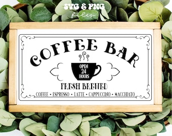 Kaffee Bar Schild svg, Kaffee Schild svg, Bauernhaus Kaffee Schild svg, Küche Schild svg
