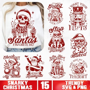 Pacote SVG de Natal Sarcástico, Humor Engraçado de Natal SVG, Papai Noel Sarcástico SVG, Natal Retro Moderno SVG, Esqueleto de Natal Sarcástico SVG