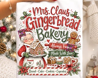 Gingerbread Bakery PNG, Vintage Christmas Bakery, Retro Holiday Baking