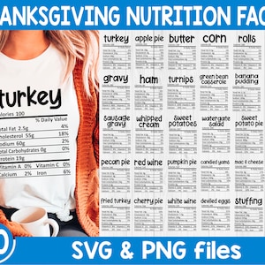 Thanksgiving Nutrition Facts svg, Nutrition food facts svg, Thanksgiving holiday svg, Nutrition Facts svg