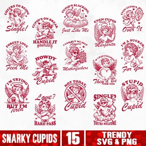 Snarky Cupid SVG-bundel, Retro Sarcastic Vday SVG, Trendy Funny Cupid SVG, Sassy Cupid Valentijnsdag SVG, Adult Humor Vday SVG afbeelding 2