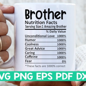 Brother Nutrition Facts svg,Brother Nutritional Facts svg,Brother shirt svg,Regalo para Brother svg,Brother cut file svg,Mug svg file