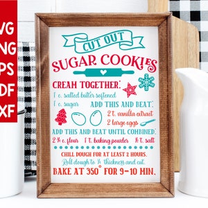 Découper Sugar cookie svg, Farmhouse Kitchen svg, Sugar cookie Recipe coupe file, Winter svg