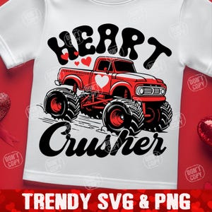 Herz Brecher SVG PNG, Trendy Vday Kleinkind SVG, lustige Kinder Valentinstag Valentinstag, Jungen Kleinkind Valentinstag Valentinstag, Monster Truck SVG