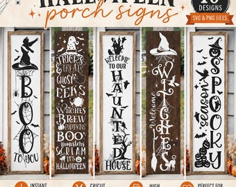 Halloween Porch Sign SVG Bundle, Halloween Porch Signs svg, Halloween tall door sign svg, Halloween welcome sign svg
