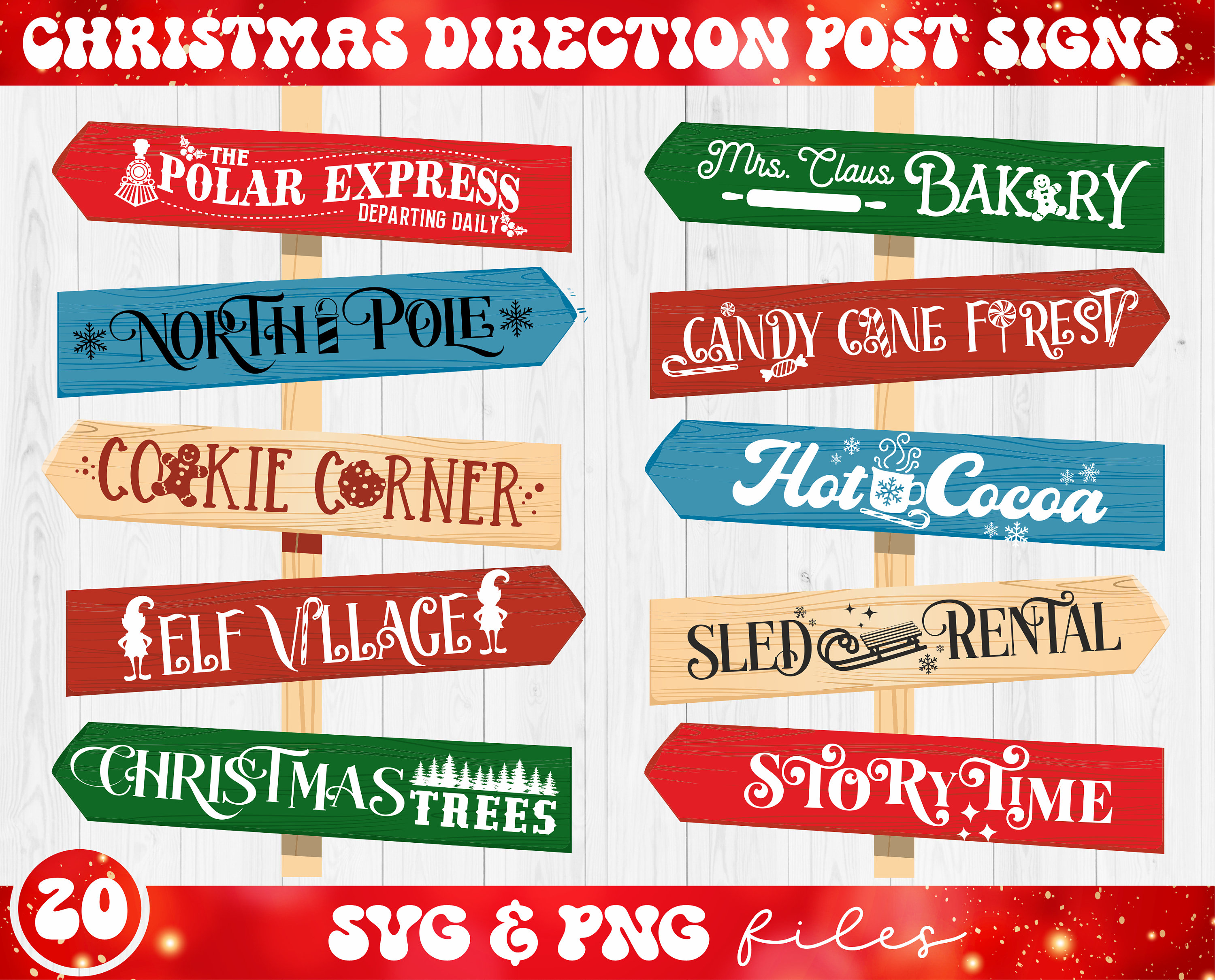 Christmas Direction Post Signs Svg Bundle Christmas (Instant Download) -  Etsy