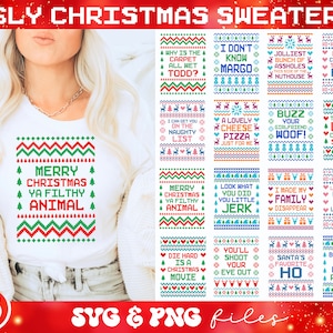 Maglioni di Natale in famiglia svg Bundle, Brutto maglione di Natale svg, Buon Natale Ya Filthy Animal svg, Divertenti camicie di famiglia svg