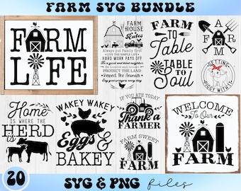 Farm Sign SVG Bundle, Farmhouse Quotes Svg Set, Farm Life Svg Cricut Files, Farm Animal chicken cow pig Svg, Welcome our Farm Silhouette Svg