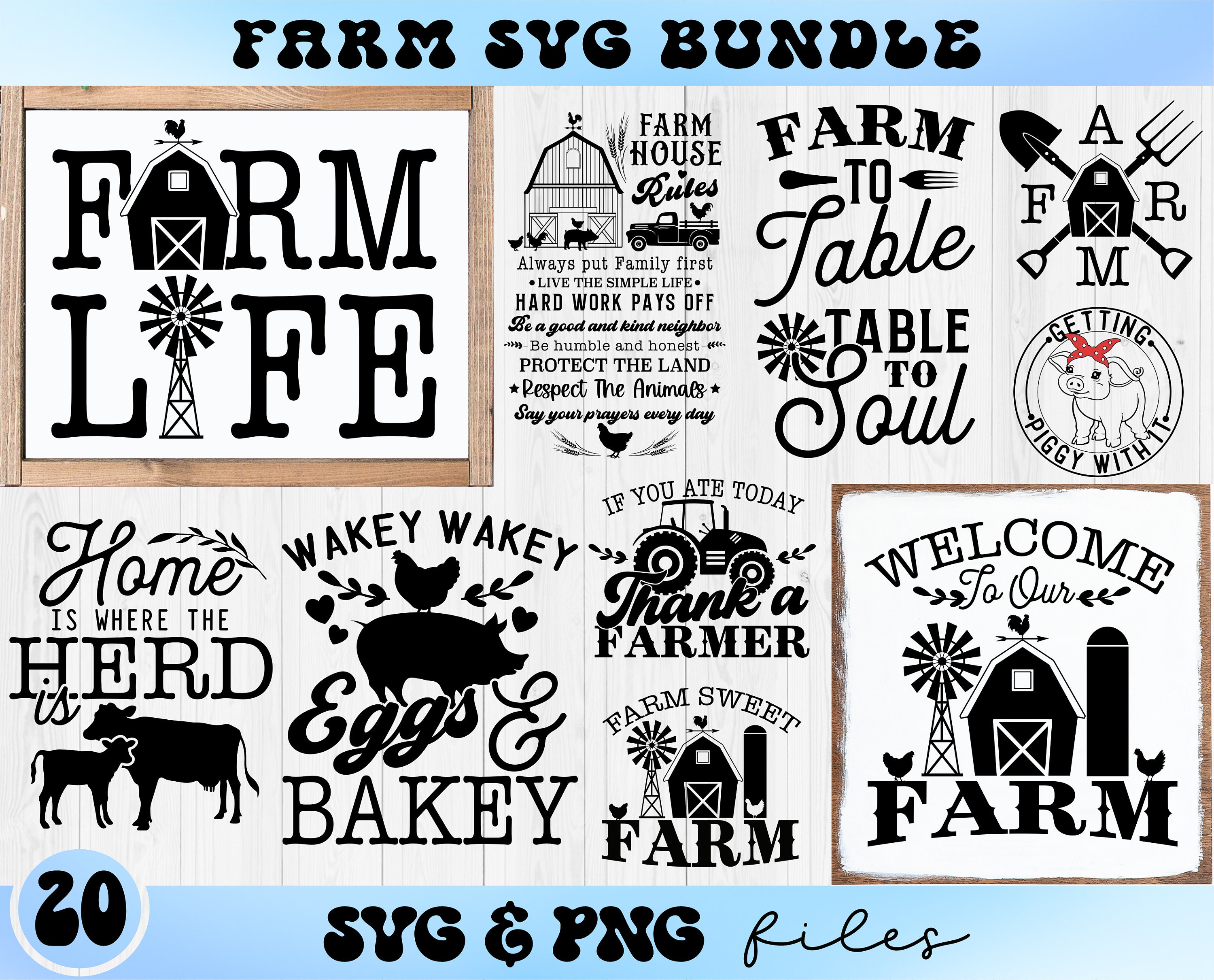 Farm Love SVG Landwirtschaft SVG Bauer T-Shirt Aufkleber Sticker Deko  Schild Cricut Silhouette Schnittdatei Clipart Vektor Digital Dxf Png Eps Ai  - .de