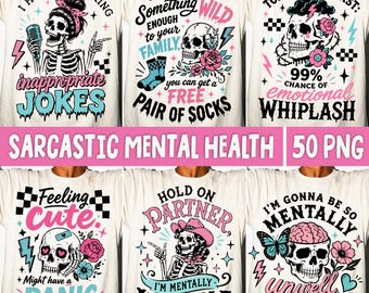 Sarcastic Mental Health Skeleton PNG, Funny Anxiety Humor Sassy Skull Emotional Support Coquette Retro Meme PNG