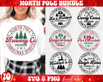North Pole SVG Bundle, North Pole Brewing Co svg, Farmhouse Christmas Sign svg, Christmas Shirt svg,Rustic Sign svg, Christmas Mug svg