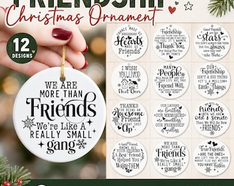 Paquete de archivos SVG de adornos navideños de amistad, adornos navideños para mejores amigos en formato SVG, adornos navideños divertidos en formato SVG