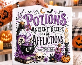 Potions Ancient Recipe PNG, Witch Potion Halloween, Vintage Apothecary Magic