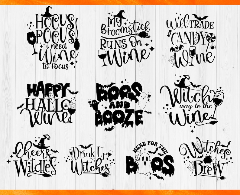 Halloween wine glass svg bundle halloween wine glasses svg etsy