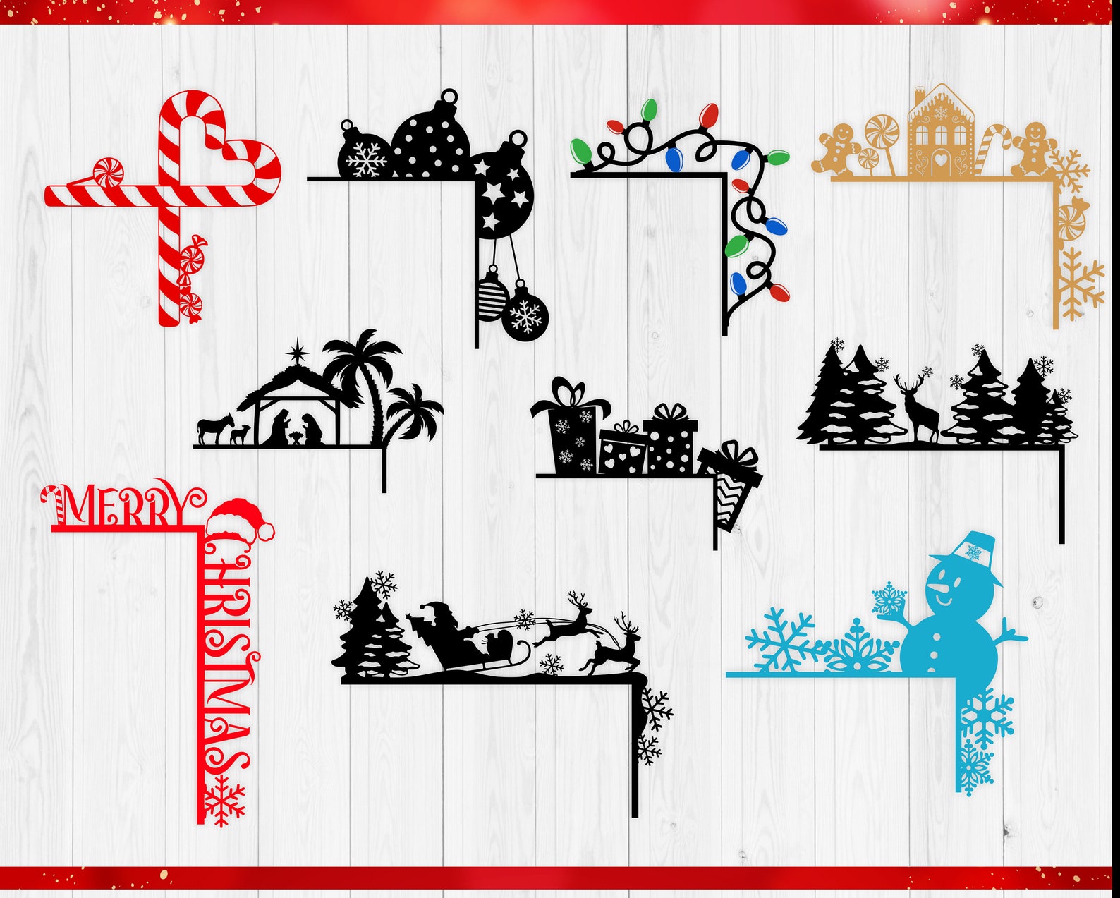 Christmas Door Corners SVG Bundle Christmas Trim Corner Svg - Etsy