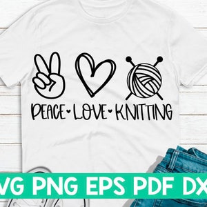 Paix amour tricot svg, paix amour coupe fichier, paix amour citation, paix amour disant, paix amour cricut, paix amour chemise svg, svg au Crochet