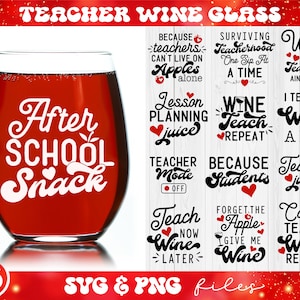 Ensemble de svg de verre de vin de professeur, svg de vin de professeur, svg de collation après l'école, j'enseigne donc je bois svg, svg de jus de planification de leçon