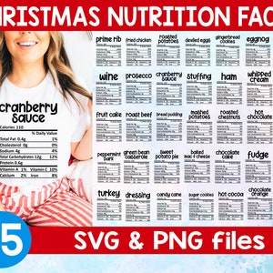Svg de valeur nutritive de Noël, svg de faits de nutrition de nourriture, svg de vacances de Noël, svg de chemise de Noël, svg de chemises assorties de famille