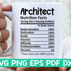 Architecte Nutrition Facts svg, Architect Nutritional Facts svg, Architect shirt svg, Gift for Architect svg, Architect cut file svg, Mug svg file