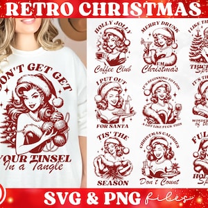 Pakiet Retro Christmas SVG, Retro Girl Christmas SVG, Modny Vintage Christmas SVG, Humor świąteczny svg, Tis The Season svg