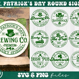 St Patrick's Day Round Signs SVG Bundle, St Patricks Day Sign svg, St Patrick's Brewing Co svg, Everybody in The Pub Getting Tipsy 2023 svg