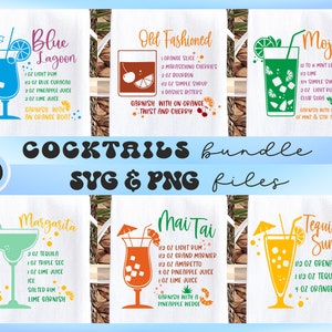 Cocktails Recipe SVG Bundle, Cocktail ricetta svg, Cocktail ricetta per carta svg, Bloody mary ricetta svg, Cosmopolitan ricetta svg