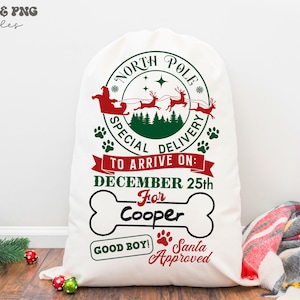 Saco de Papai Noel para cachorro svg, Saco de Papai Noel de Natal svg, Pet Natal svg, Saco de Papai Noel de Natal para cachorro svg