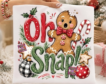 Oh Snap PNG, Funny Gingerbread Cookie Christmas, Retro Holiday Baking PNG