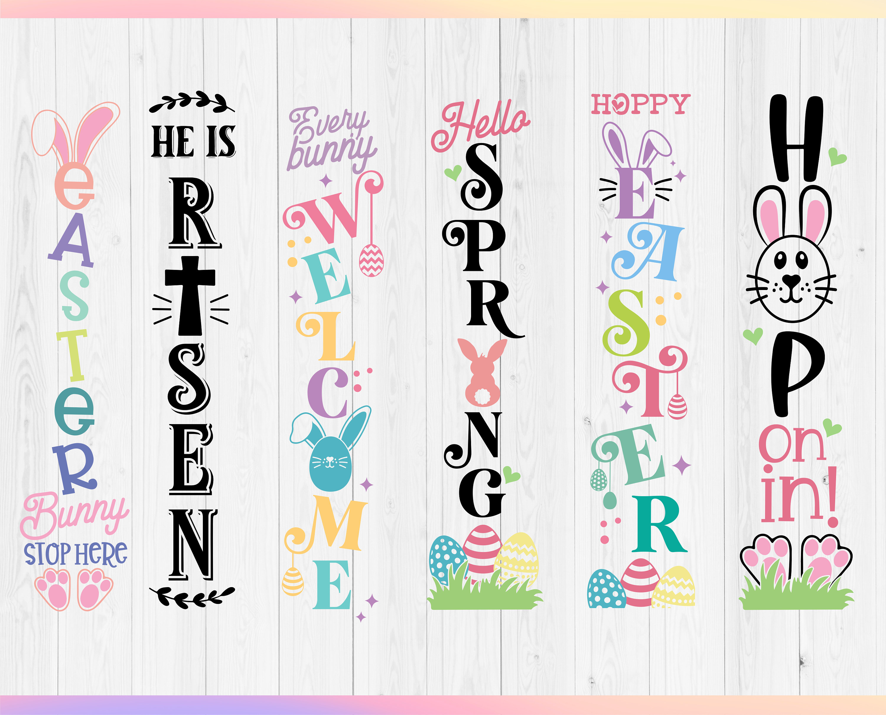 Easter Porch Sign SVG Bundle Svg, Spring Front Door Signs Svg, Vertical ...