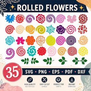 Rullad blomma svg, Rullad pappersblomma svg, Pappersblomma svg, Pappersblommor svg, Blompappersmallar, Blomklippsfil