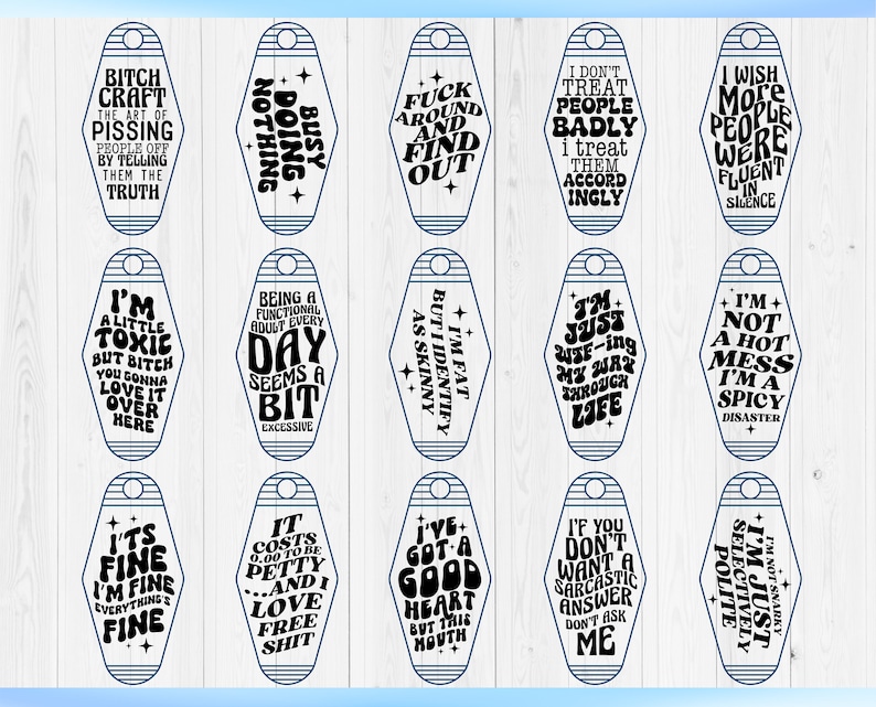 Snarky Motel Keychain SVG Bundle, Sarcastic Motel Keychain Svg, Adult ...