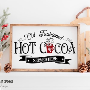 Varm choklad svg-paket, julskylt med varm choklad svg, Hot Cocoa Company svg, gammaldags varm choklad svg, varm choklad serveras här svg bild 5